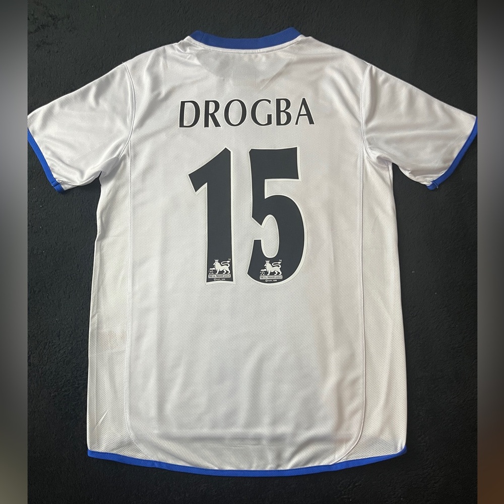 Drogba #15 2004 M-XL Jersey Away Chelsea White Retro